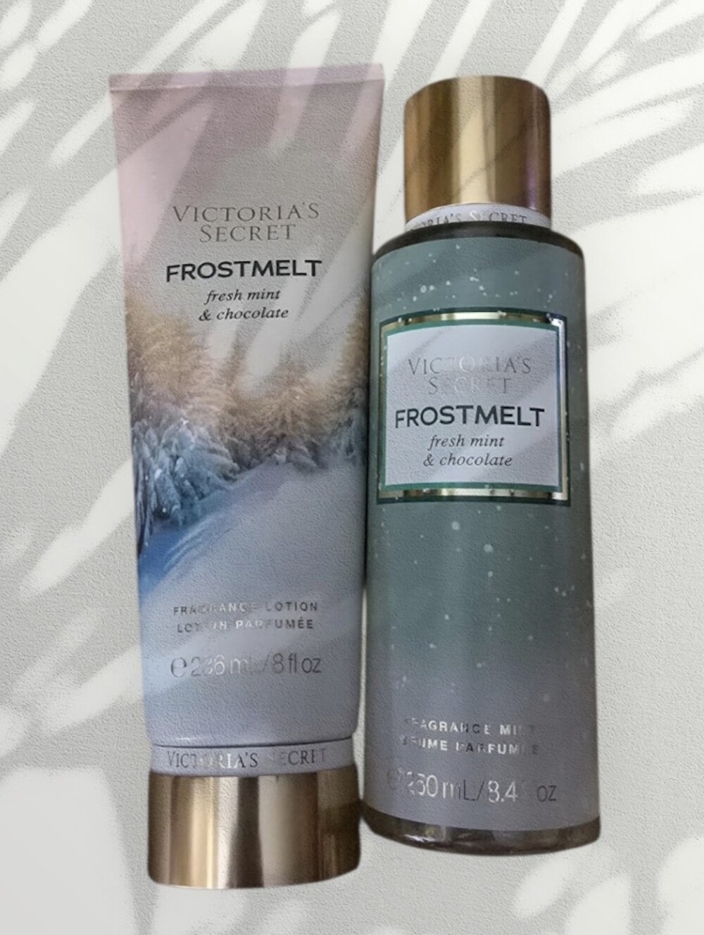 Victoria's Secret Frostmelt Moisturizer & Body Mist in Mint Green and Gold